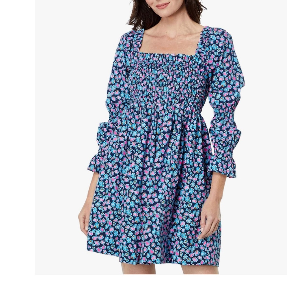 EUC Lilly Pulitzer Beyonca Baby Doll Dress RucheTop Long Sleeve SIZE M